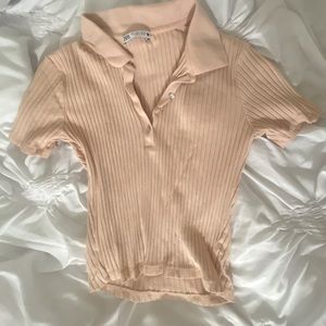 Zara crop collard shirt